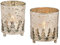 2er Set edle Windlichter aus Metall Teelichthalter Tannenbaum weiß Champagner & Gold Tisch-Deko Kerzen-Ständer Advent Winter Weihnachten Weihnachtsdeko Raumdeko modern