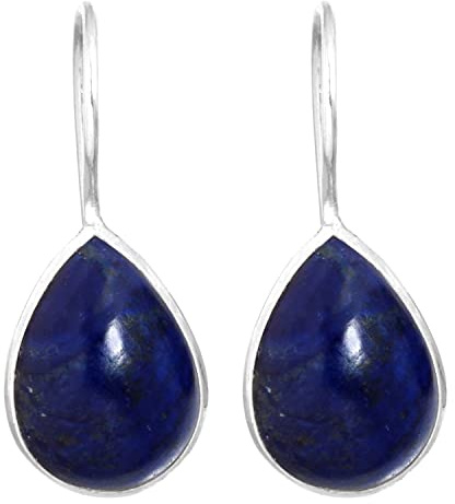 Handgemachte echte 925 Sterling Silber Tropfen Ohrringe Natürlicher Edelstein Onyx, Achat, Lapis, Karneol Birne Boho Schmuck für Frauen