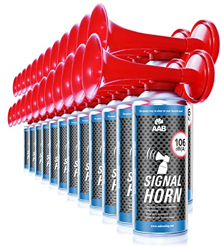 3 x AABCOOLING Signal Horn – Laut Air Horn 106 dB(A), Tröten Fußball Mit Nicht Brennbarem Gas, Bis Zu 120 Kurze Pieptöne, Lufthorn, Vuvuzela, Pressluft Gashupe, Drucklufthupe, Druckluftfanfare