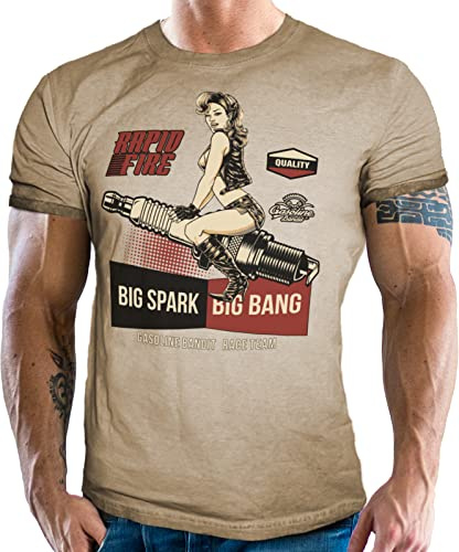 Classic Biker Racing Motorrad T-Shirt: Big Spark - Big Bang