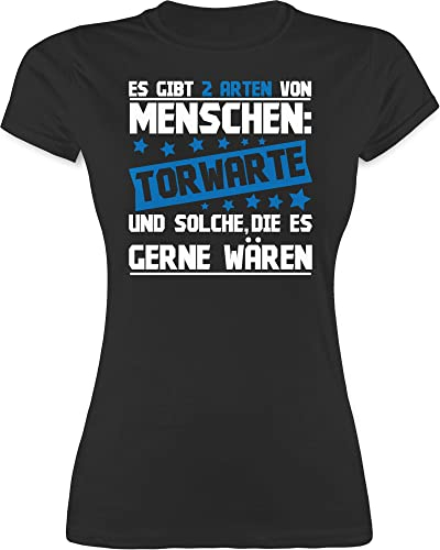 Shirt Damen - Handball WM 2023 Trikot Ersatz - Es gibts 2 Arten von Menschen - Torwarte weiß/blau - M - Schwarz - Handballer Geschenke Shirts Fans t Spruch Tshirt sprüche Fan em Geschenk 2022