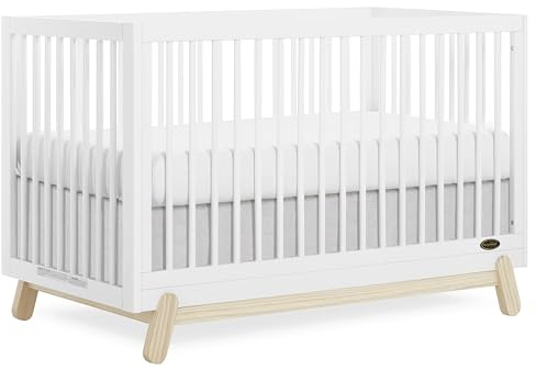 Dream On Me Hygge 5-in-1 Convertible Full-Size Baby Crib in Vintage White Oak, GreenGuard Gold & BSA, Converts to Toddler, Day & Full-Size Bed, Adjustable Mattress Heights, Modern Nursery