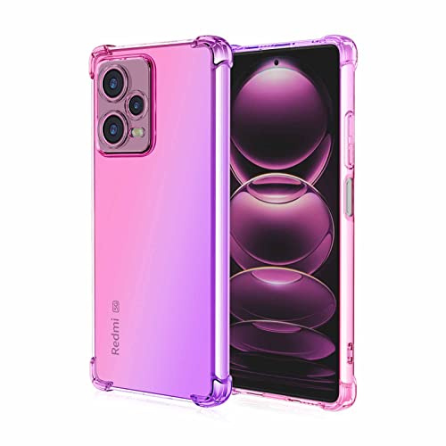 HAOYE Cover per Xiaomi Redmi Note 12 Pro+ (Plus), Custodia in TPU a gradiente Colori, [Rinforzare la con Angoli] Custodia Trasparente Silicone Morbida Ultra Sottile Case (Rosa/Viola)