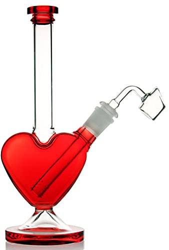 Red Bongs Tragbare Öl Brenner Glas Wasser Bong Rauchen Rohr Bubbler Liebe Glas Bong Öl Dab Rigs für Rauchen Bongs Glas Rohr (Red Bongs)