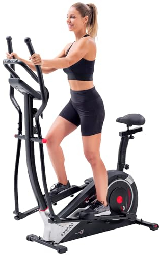 Christopeit Sport Hybridtrainer AX 6500 Schwarz 2in1 – 10-stufiger Widerstand, mit Magnet-Bremssystem, bis 150kg Gewicht