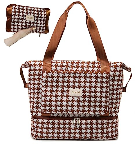 VNYSO Faltbare Reisetaschen Duffle Bag,Damen Wasserdicht Reisetasche, Elegante und Leichte Faltbare Reisetasche für Frauen mit Feuchttuchfach und Schuhfach für Outdoor Gym Reisen Yoga (Orange)
