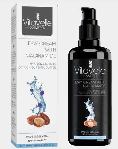 Vitavelle Day Cream with Niacinamide Hyaluronic Acid Bakuchiol Shea Butter (50 ml Day Cream with Niacinamide Hyaluronic)