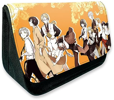Bungo Stray Dog Federmäppchen, Cartoon Anime Große Kapazität Leinwand Zip Schreibwaren Fall Bungo Dog Peripheriegeräte Mäppchen (G)