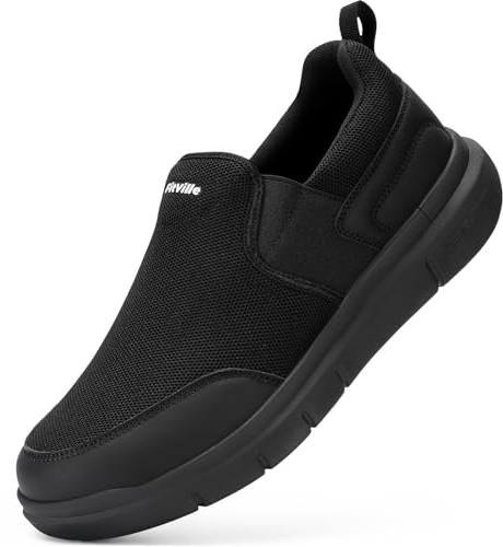 FitVille Slip On Sneaker Herren Extra Weite Turnschuhe rutschfest Walkingschuhe Breit Outdoor Schuhe Bequem Leichte Atmungsaktive Freizeitschuhe Tiefschwarz 47 EU X-Weit