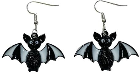 Miniblings Fledermaus Vampir Halloween Ohrringe - Handmade Modeschmuck I schwarz weiß - Ohrhänger Ohrschmuck