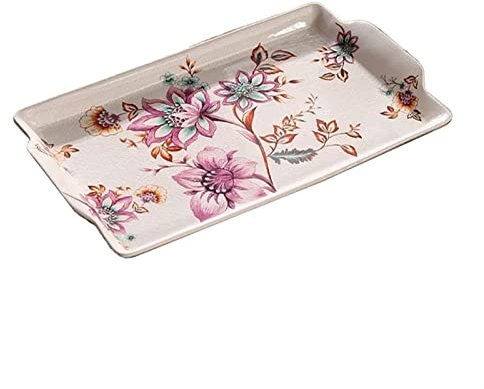 Bandeja de Desayuno Bandeja de cerámica Rectangular Personalizada Vintage, Bandeja de Servicio de Mesa for el hogar, práctica Bandeja de Almacenamiento Bandeja de Servir (Color : B)