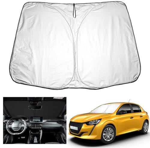 YEE PIN Corsa F Parasol Coche Compatible con Peugeot 208 Opel Corsa F 2020-2023 2024, Parasol Plegable Coche Parabrisas Parabrisas Protección UV Polvo