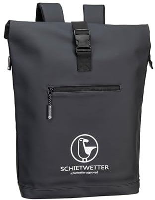 SCHIETWETTER Unisex Rucksack, groß, Daypack, Backpack, Freizeit, viel Stauraum, mit Regenschutz, PU-Material, wasserabweisend, modern, chic & funktional black OS