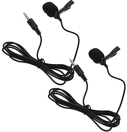 2 Stück Schwarze Ansteckmikrofone Ctia 4-polig für Laptop und Telefon | 32db±1db Empfindlichkeit, 3, 5-mm Stecker, 100–16 Khz Bereich, Aps und Kupfer, Leicht