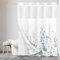 Tititex Duschvorhang-Set ohne Haken, mit Blumenmuster, Wasserfarben, luxuriös, doppellagig, wasserdichter Stoff und durchsichtiges Fenster, Badezimmer, dekorativ, 180 x 180 cm