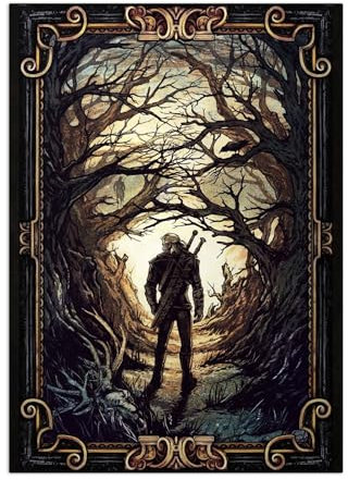 Displate Offiziell Gwent MetallPoster Magnetische Befestigung Inklusive Lizenziert Bilder Hochwertiges Poster Geralt of Rivia 45 cm x 32 cm