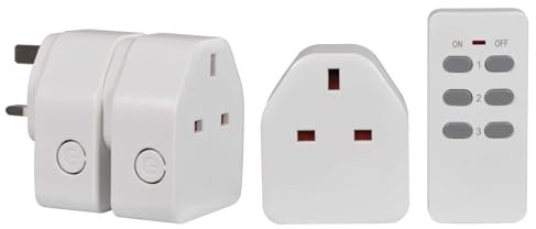 Ex-Pro Wireless Remote Control Plug Sockets - 3 Socket & 1 Remote - 30m Control Range 13A/3120W Programmable with On/Off Switch for Household Appliances