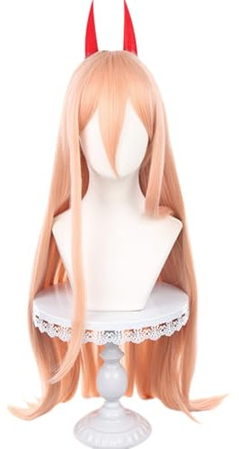 Power Cosplay Wig for Chainsaw Man, Yellow Long Hair Wig Anime Straight Hair Costume Wig with Bangs