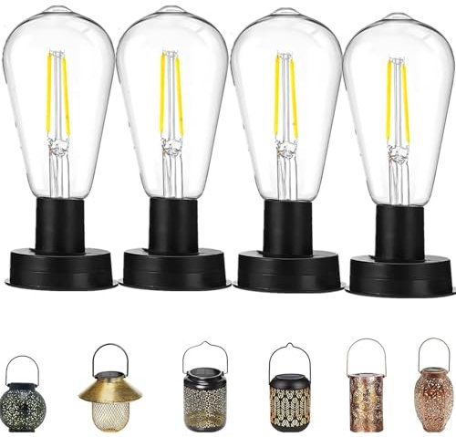 Solarlampen Für Außen | 4 StüCk Solar Glühbirne Solarleuchten Ersatzteile Für Gartenleuchten | 8cm Solarlaterne,Lampions Außen Wetterfest,solar Hängelampe Outdoor,Solar Camping Lampe (4stk)