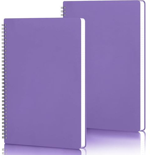 Yarotm Notizbuch A4 Kariert - 2 Pack Spiralbindung Notizblock - Lila Spiral Notebooks A4 21x29.2cm - Collegeblock A4 Kariert 5mm - 100g/m² Tagebuch Notizbücher A4 60 Blatt/120 Seiten