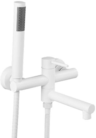 Grifo Mezclador para Bañera Grifo de Bañera Blanco con Ducha Grifo Mezclador de Bañera de Latón Mezclador Monomando con Caño Giratorio de 90° Grifo Bañera Y Ducha Monomando