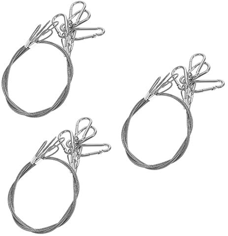 BUGUUYO 12 Stk Sicherheitskabel Mit Schnalle Sicherheitskabel-gepäckschloss, Kabelschloss Haken Kaution Zaun Geloopt Spanner Seil Doppelt Doppelschlaufenschloss Tür Silver Kohlenstoffstahl