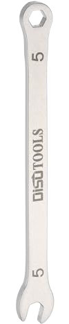 sourcing map Thin Combination Wrench Metric 5mm 6-Point Ended Box 15 Degree Offset Open End Stainless Steel, Silver Tone