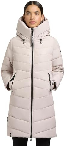 khujo Damen Wintermantel warmer Steppmantel lang mit großer Kapuze Pluz-YM XS-XXL