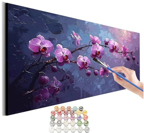 Malen Nach Zahlen Blume Malen Nach Zahlen Erwachsene kinder Orchidee Malen Nach Zahlen ab 10 Jahre Mädchen DIY Paint by Numbers Heimdekoration Geschenke für Männer Frauen (Rahmenlos) 90x180cm M-809