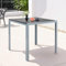 Clevich Gartentisch Wetterfeste, 75x75cm, Outdoor-Esstisch, WPC-Balkontisch, Aluminiumrahmen, Wetterfeste Gartenmöbel, quadratischer Terrassentisch, Silber Grau