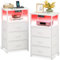 Coleshome Table de Chevet Lot de 2, Table de Nuit Lot de 2 avec 2 Ports USB 1 Prise et LED, 3 Tiroirs en Tissu et 2 Espace de Rangement, Idéale pour Les Petites Chambres, 40 x 30 x 70 cm, 2 Paquets