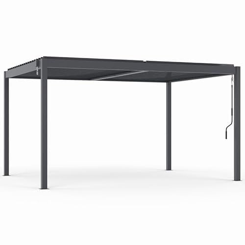 IDMarket – Pergola bioclimática cuchillas orientables 3 x 4 m, aluminio gris antracita