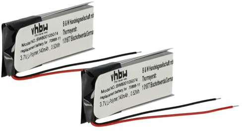 vhbw 2x batteria compatibile con JBL T110BT, E25BT auricolari cuffie wireless (140mAh, 3,7V, Li-Poly)