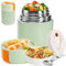 XUANHONG-TECH 800ml Insulated Food Jars, Stainless Steel Food Flask, Hot Soup Flask with Folding Spoon, Leak-Proof, 12 Hours Cold/Hot (Green-800ml)