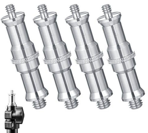 4 PCS Camera Tripod Adapter, 3/8 To 1/4 Adapter Tripod Screw Stand Accessories for Monopod Ball head Studio Light Stand Quick Release Plate Wireless Flash Receiver (Silver)
