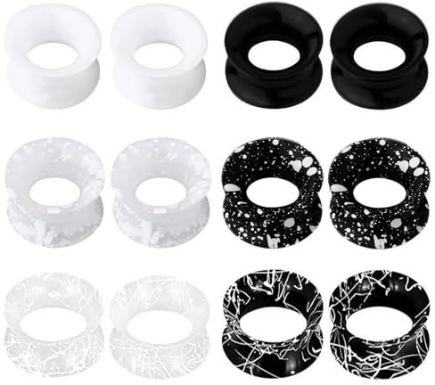Uwiyo 6 Paar Silikon Flesh Tunnel Set, 3-20mm Extra Soft Silikon Ohr Tunnel Plug Double Flared Ohr Expander Ohrplugs Ohr Piercing Schmuck für Männer Frauen, Mehrfarbig (Klassische Farben, 12mm)