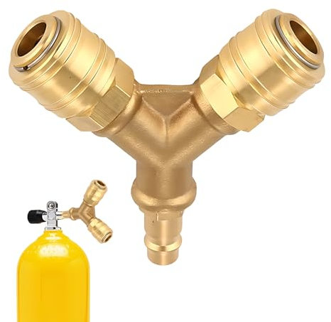 1/4 AG NW 7.2 Distributeur d'air comprimé en laiton, Raccord rapide air comprimé, Double Connexion, Distributeur d'air comprimé de type Y, Adapté pour Industrie et Chantier