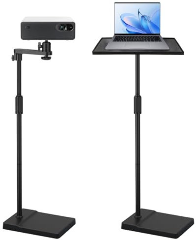 Support videoprojecteur, pied videoprojecteur, support de projecteur sur trepied, rotation à 360°, base métallique robuste, supporte jusqu'à 5 kg, pour projecteur/ordinateur portable/porte-partitions