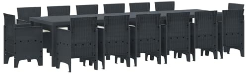 vidaXL Garten Essgruppe 15 STK. Anthrazit Polt Rattan
