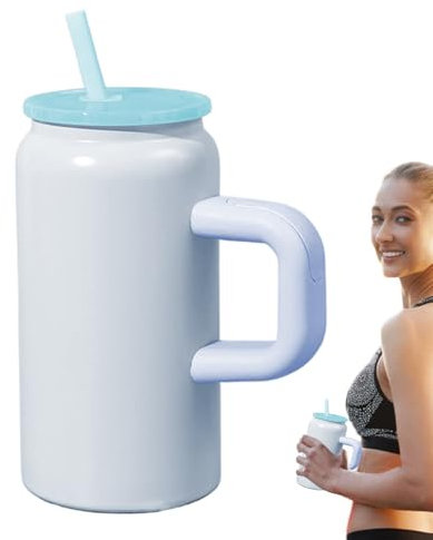 Botella Con Pajita,Taza Térmica de Viaje con Asa 473 ml | Vaso con Pajita Portátil de Acero Inoxidable para Casa Exteriores Ciclismo Oficina Camping Senderismo Gimnasio Mujeres