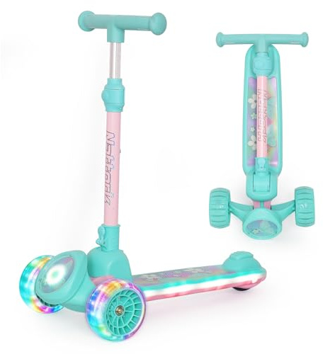 Nattork Scooter Kinder Roller, 3 Räder Kinderroller mit Breitem Rutschfestem Deck und T-Bar-Griff, Balance-Trainings-Roller mit Höhenverstellbarer für Kinder ab 3 Jahren, Maximale bis zu 100kg