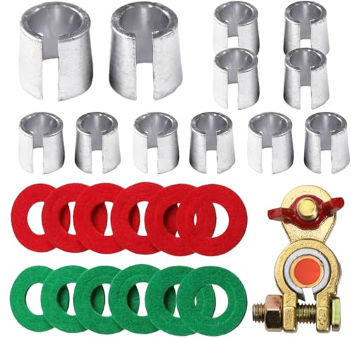YYMT 6 Pairs Battery Terminal Sleeves & Anti-Corrosion Washers Kit for Car | Car Positive Negative Post Battery Terminal Converter Adaptor, Anode Cathode Sleeve Set for Cars, Boats, RVs, Trucks, Vehicle