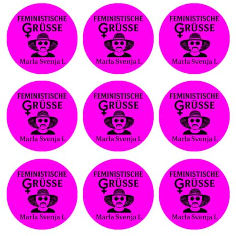Sammys Shirt Store 24 Stück Aufkleber 4cm rund Marla Svenja L Feministische Gruesse I Marlas Army Sticker Sparpack gut haftend Aktiv Werden 5 cm