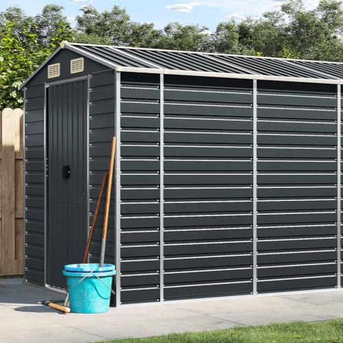 Gerätehäuser Satteldach Gerätehaus,Gerätehaus Anthrazit 191x810x198 cm Verzinkter Stahl,Für Den Außenbereich,Geräteschuppen,Fahrradgarage