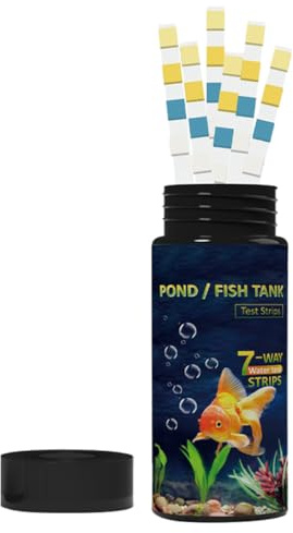 Anneome 50 Stück 7 in 1 Wasserteststreifen für Pool Aquarium und Teich Teststreifen für Ph Wert Freies Chlor Gesamthärte Gesamtalkalität Nitrit Wasserqualität Prüfen