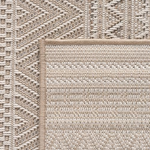 KADIMA DESIGN Outdoor Teppich Ethno-Design Wetterfest UV-Beständig Waschbar Strapazierfähig Langlebig Beige 200x290 cm Terrasse Balkon Fußbodenheizung geeignet | VENTOUX
