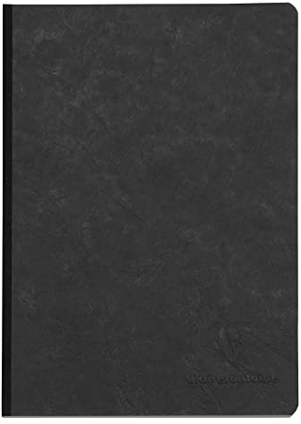 Clairefontaine 795461C - Heft / Notizbuch AgeBag DIN A5 14,8 x 21 cm, mit Leinenoptik, liniert 96 Blatt, Schwarz, 1 Stück