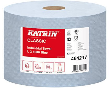 Katrin 464217 Classic L3 Industrie Rolle, 3-lagig, 22 cm Breite, blau (2 Stück)
