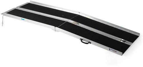 Titan Ramps 7' Folding Briefcase Aluminum Wheelchair Ramp 600 lb. Capacity Anti-Slip Threshold Entryway Home Access
