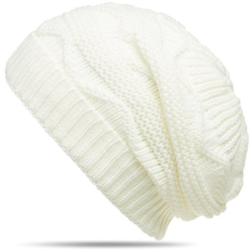 Caspar MU115 Damen grob gestrickte Winter Mütze Strick Beanie, Größe:One Size, Farbe:Creme Weiss